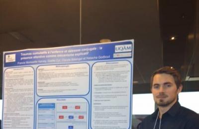 Francis Morissette-Harvey (étudiant B.A. et stagiaire de recherche en thèse d'honneur au sein du laboratoire TRACE) au colloque annuel du Centre de Recherche Interdisciplinaire sur les Problèmes Conjugaux et les Agressions Sexuelles (CRIPCAS) 2017